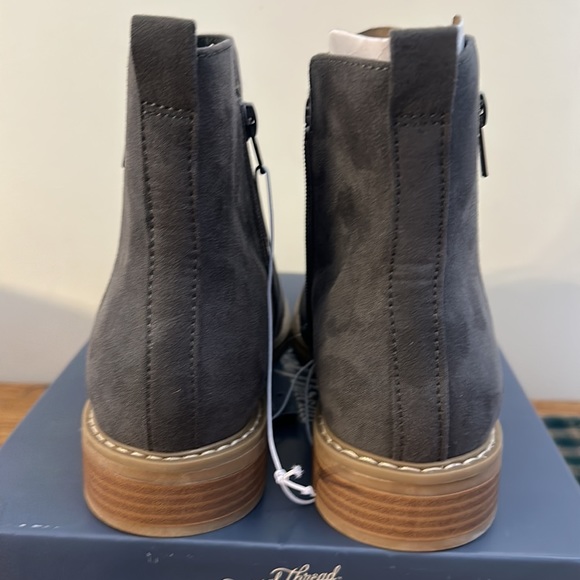 Gray faux suede booties with dual zippers and wood heel look. Universal Thread 7 - Picture 12 of 12